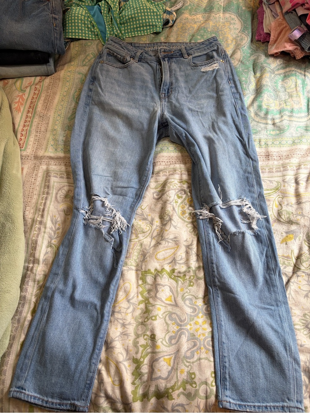 American Eagle Outfitters Light Blue Distressed Skinny Jeans